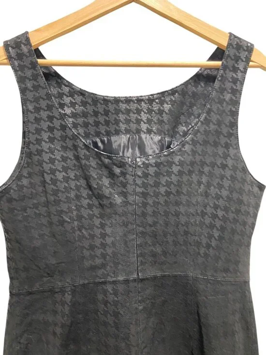 Cache Houndstooth Genuine Leather Dress Black Size 12 NWT Y2K Minimalist Vintage - Picture 8 of 11